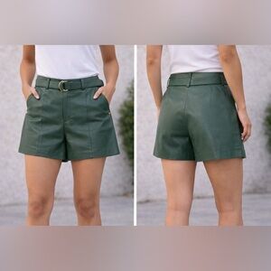Corelle Forest Green Faux-Leather High-Rise Shorts with Belt
BB9